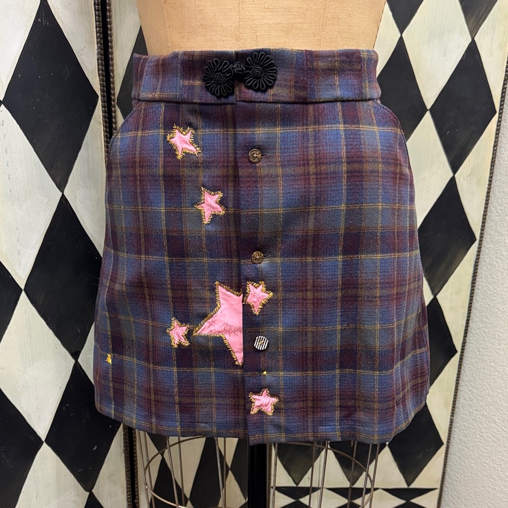 Handmade Upcycled Skirt Pendleton Board Shirt and Silk